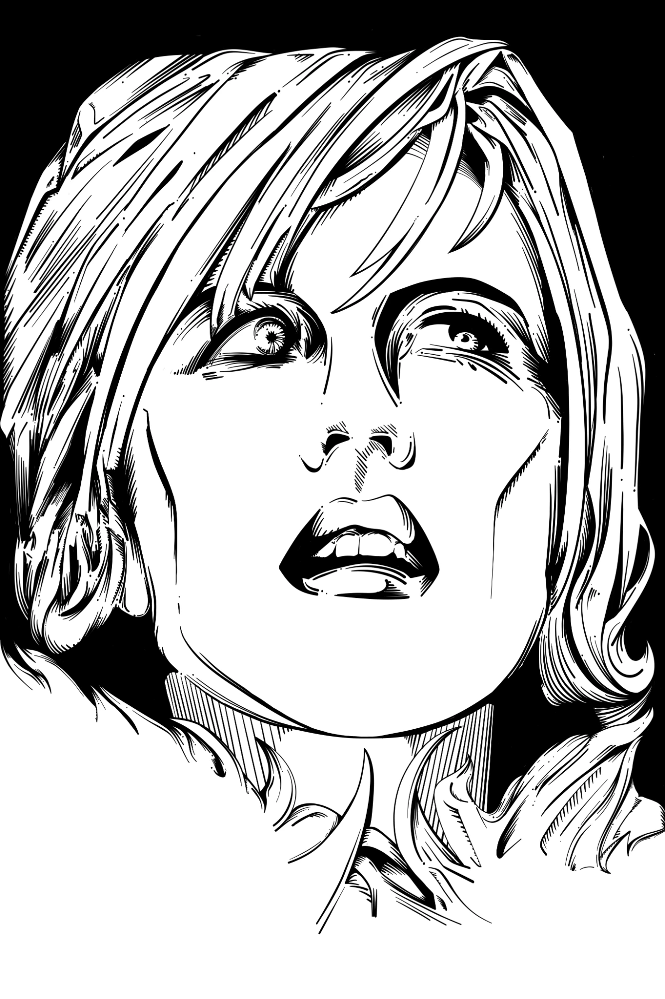 Meg Ryan ink-style portrait illustration